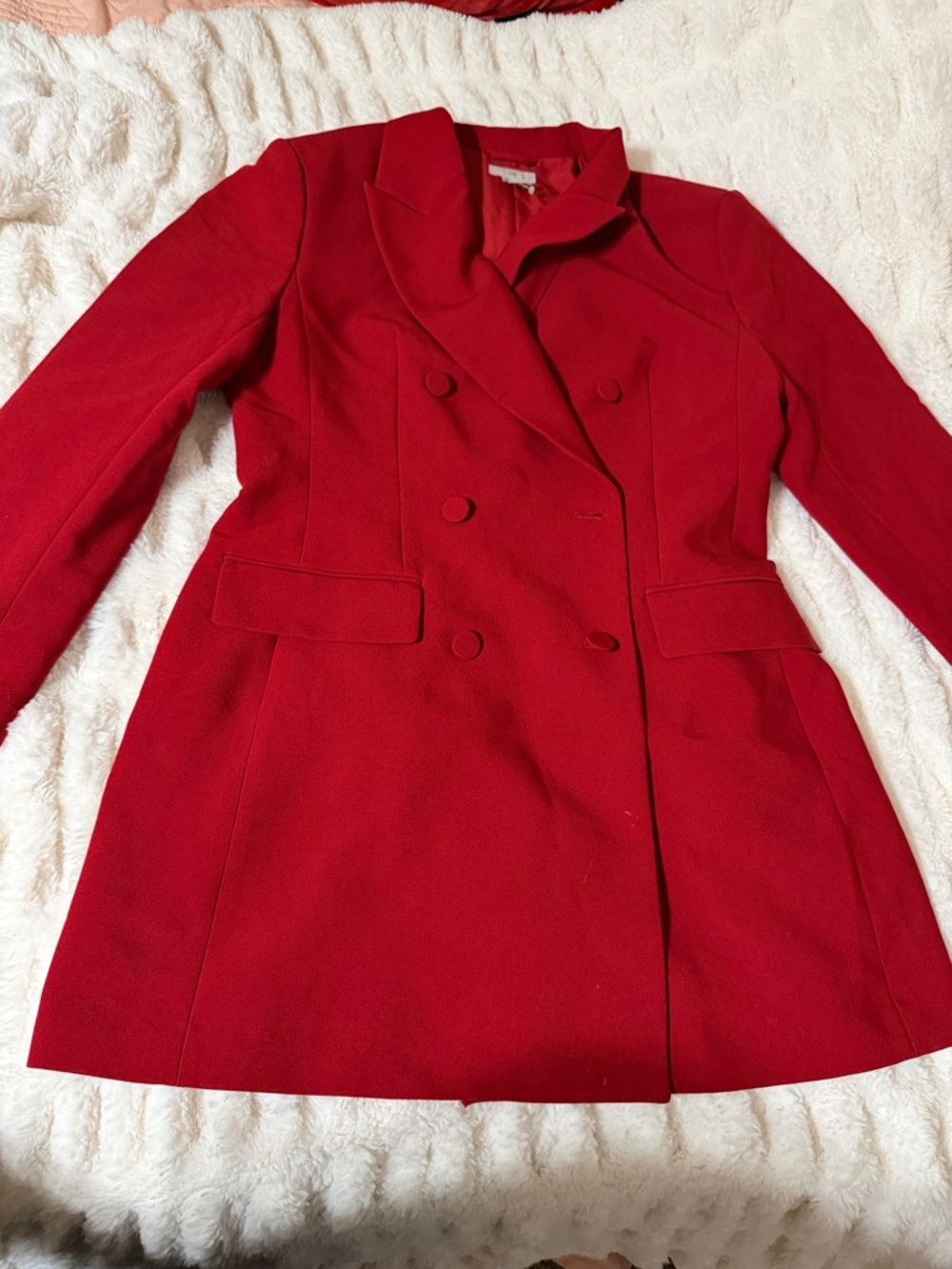 Women's Double-Breasted Red Coat Dress